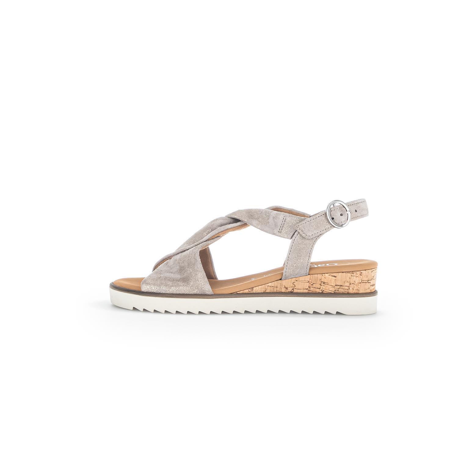 New Gabor Women's 42.751 Flat Cork Wedge Sandals In Drill (Lds) Azur (Kork/Creme